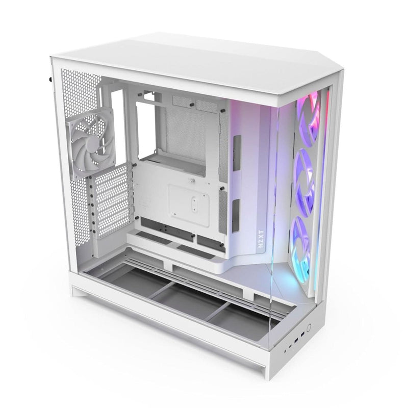 NZXT H9 FLOW RGB (2025) LARGE DUAL - CHAMBER MID - TOWER GAMING CABINET - WHITE (CM - H92FW - R1) - SWIFT PERIPHERALS1093908
