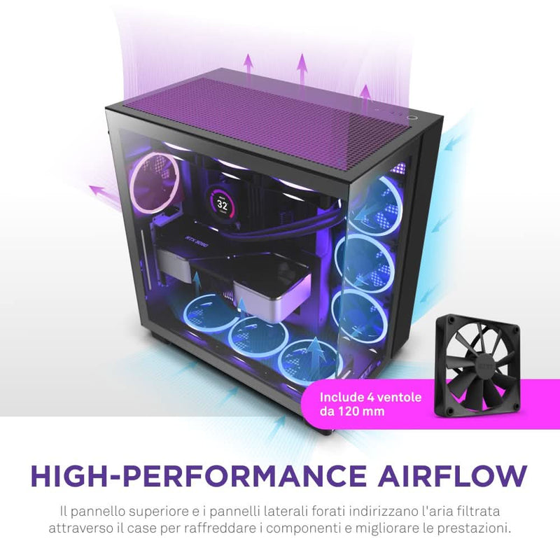 NZXT H9 FLOW RGB MID - TOWER ATX CABINET BLACK CM - H92FB - R1 - SWIFT PERIPHERALS1093907