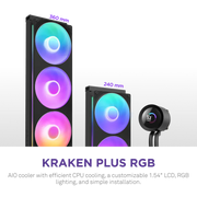 NZXT Kraken Plus 240 RGB 240mm AIO Liquid Cooler with 1.54 - inch LCD - SWIFT PERIPHERALSRL-KR240-B2