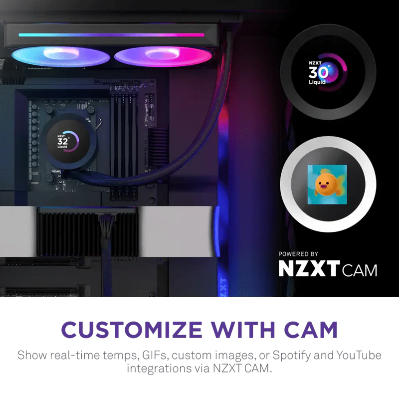 NZXT Kraken Plus 240 RGB 240mm AIO Liquid Cooler with 1.54 - inch LCD - SWIFT PERIPHERALSRL-KR240-B2