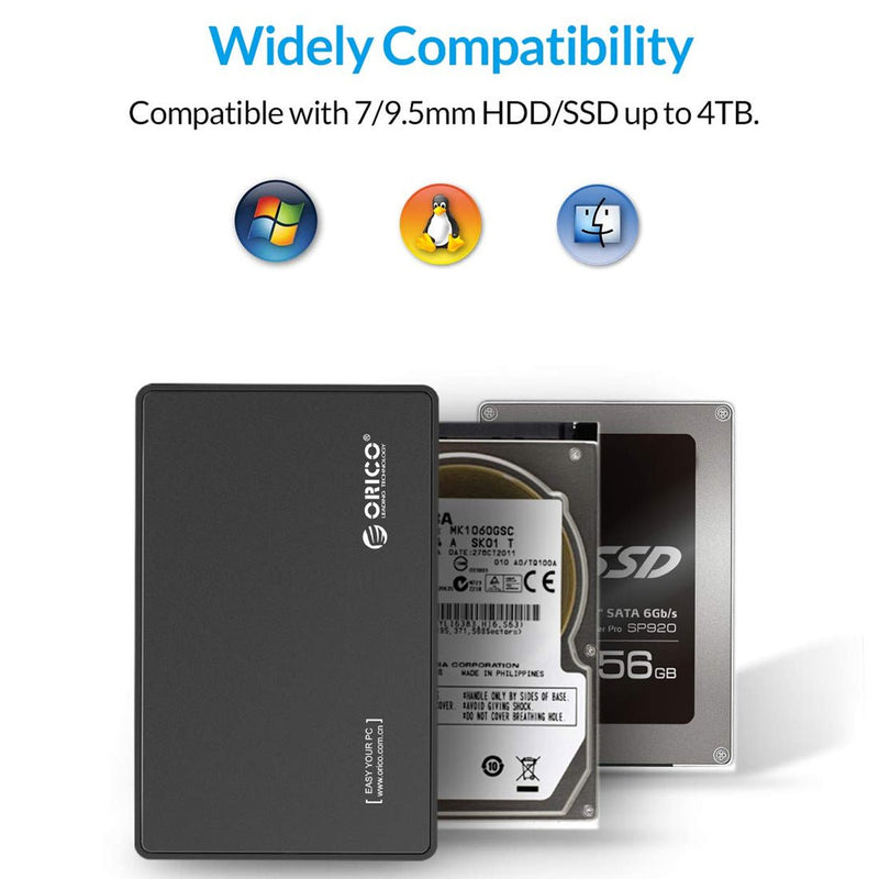 ORICO 2588US3 2.5 inch USB3.0 Hard Drive Enclosure with SuperSpeed USB 3.0 - SWIFT PERIPHERALS2588US3-V1-BL-BP