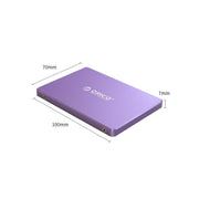 Purple 2.5 inch SATA SSD solid state drive with 70x100x7mm dimensions