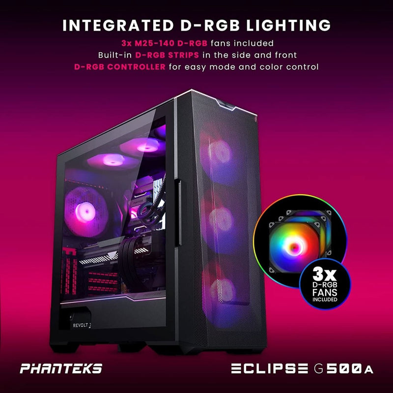 PHANTEKS ECLIPS G500A MID - TOWER E - ATX CABINET BLACK - SWIFT PERIPHERALS1084171