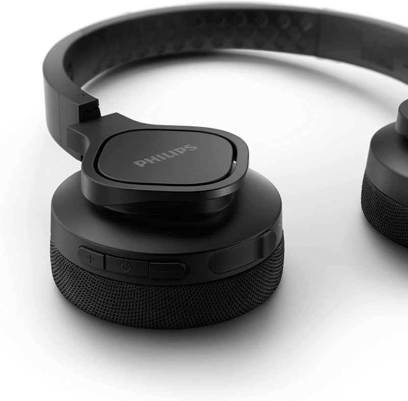 PHILIPS AUDIO TAA4216 ON - EAR SPORTS BLUETOOTH HEADPHONES WITH IP55 DUST/WATER PROTECTION, 35 HOURS PLAY TIME, COOLING & WASHABLE EAR CUPS, QUICK CHARGE, 40 MM DRIVERS AND BUILT - IN MIC (BLACK) - SWIFT PERIPHERALSTAA4216BK/00