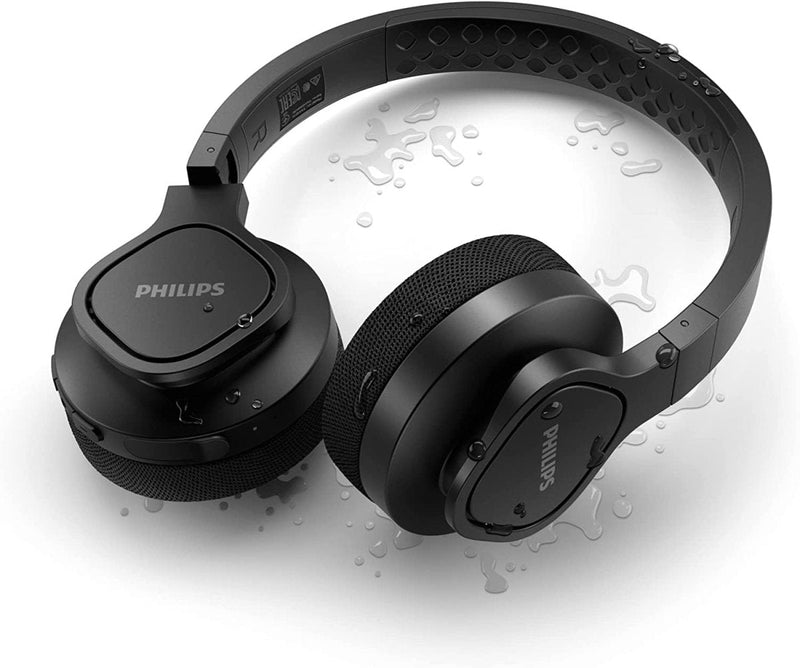 PHILIPS AUDIO TAA4216 ON - EAR SPORTS BLUETOOTH HEADPHONES WITH IP55 DUST/WATER PROTECTION, 35 HOURS PLAY TIME, COOLING & WASHABLE EAR CUPS, QUICK CHARGE, 40 MM DRIVERS AND BUILT - IN MIC (BLACK) - SWIFT PERIPHERALSTAA4216BK/00