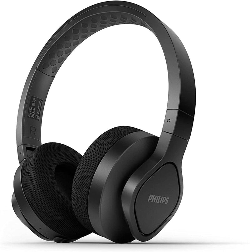 PHILIPS AUDIO TAA4216 ON - EAR SPORTS BLUETOOTH HEADPHONES WITH IP55 DUST/WATER PROTECTION, 35 HOURS PLAY TIME, COOLING & WASHABLE EAR CUPS, QUICK CHARGE, 40 MM DRIVERS AND BUILT - IN MIC (BLACK) - SWIFT PERIPHERALSTAA4216BK/00