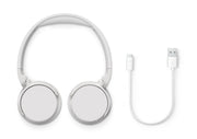 PHILIPS AUDIO TAH4209WT BLUETOOTH HEADPHONE WITH LIGHTWEIGHT AND FOLDABLE DESIGN, 32MM NEODYNAMIC DRIVERS, 55H PLAYTIME, USB TYPE - C FAST CHARGING, BUILT - IN MIC FOR SMARTPHONE, LAPTOP, TABLET (WHITE) - SWIFT PERIPHERALSTAH4209WT/00