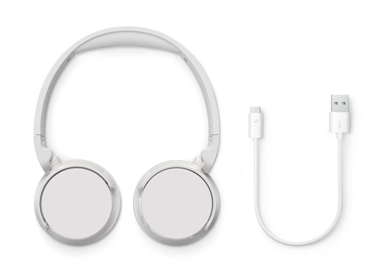PHILIPS AUDIO TAH4209WT BLUETOOTH HEADPHONE WITH LIGHTWEIGHT AND FOLDABLE DESIGN, 32MM NEODYNAMIC DRIVERS, 55H PLAYTIME, USB TYPE - C FAST CHARGING, BUILT - IN MIC FOR SMARTPHONE, LAPTOP, TABLET (WHITE) - SWIFT PERIPHERALSTAH4209WT/00