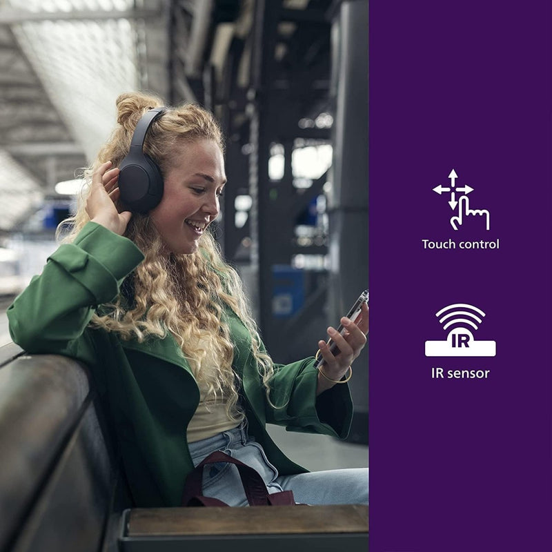 PHILIPS AWARD WINNING WIRELESS ON EAR HEADPHONES TAH8506BK, SLEEK DESIGN WITH NOISE CANCELLATION PRO, UPTO 60 HRS OF PLAY TIME, TOUCH CONTROL (BLACK), SENSITIVITY: 96 DB (1K HZ) - SWIFT PERIPHERALS1093894