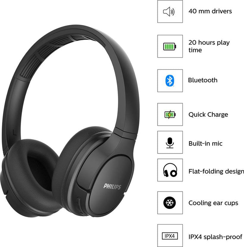 PHILIPS TASH402BK/00 WIRELESS WITH MIC BLUETOOTH (BLACK, ON THE EAR) - SWIFT PERIPHERALSTASH402BK/00