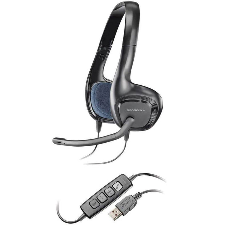 Plantronics Audio 628 USB Lightweight Overhead Stereo Headset with Inline Controls Noise Cancellation and High Quality Audio - SWIFT PERIPHERALSAUDIO-628