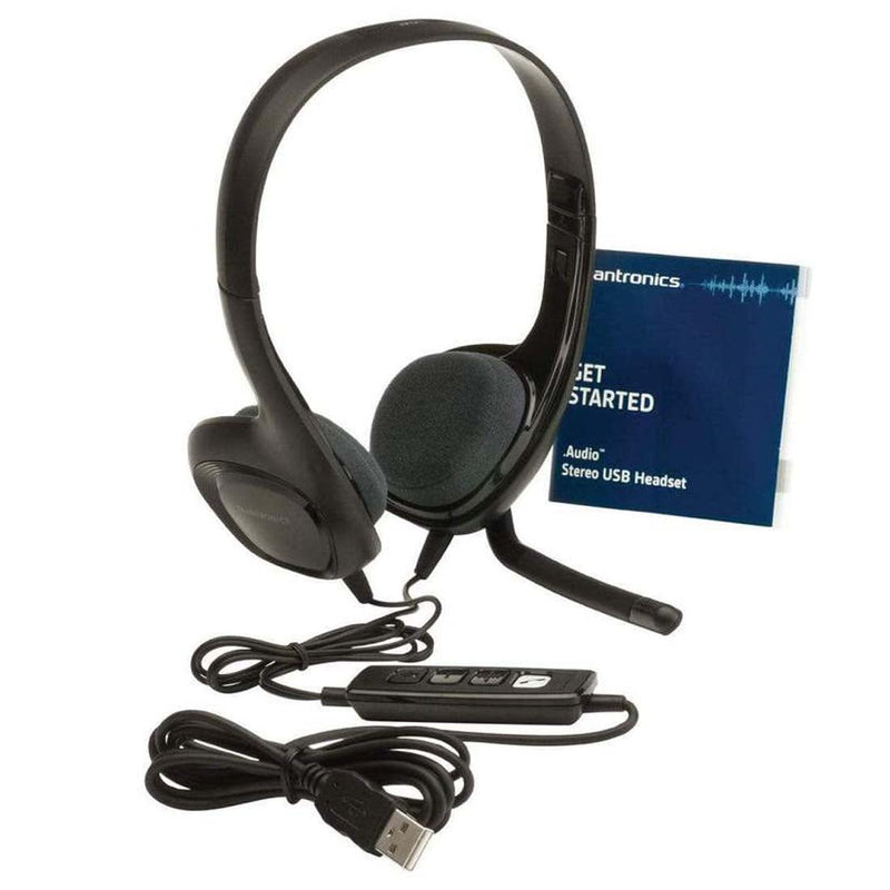 Plantronics Audio 628 USB Lightweight Overhead Stereo Headset with Inline Controls Noise Cancellation and High Quality Audio - SWIFT PERIPHERALSAUDIO-628