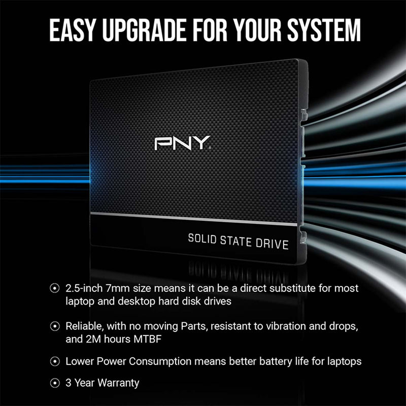 PNY CS900 120GB 2.5 - Inch SATA III Internal SSD with 515 MB/s Read Speed and 490 MB/s Write Speed - SWIFT PERIPHERALSSSD7CS900-120-RB