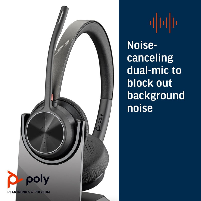 Poly Voyager 4320 - M Microsoft Teams Certified Bluetooth Wireless Headset with Charging Stand - Black - SWIFT PERIPHERALS77Z00AA
