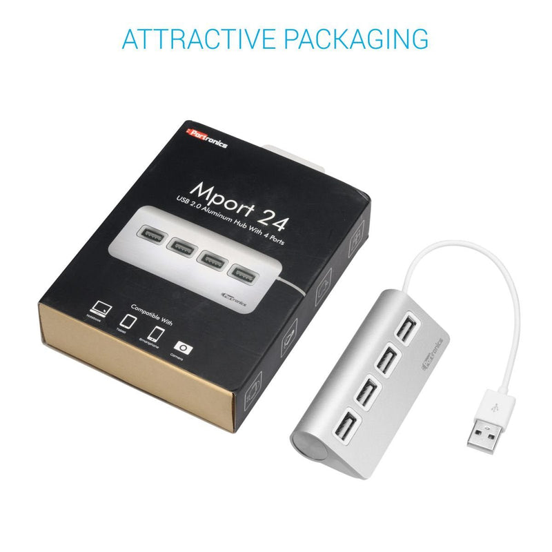 Portronics POR - 717 MPort 24 USB 2.0 Hub with 4 USB Ports and Aluminum Build - SWIFT PERIPHERALSPOR-717