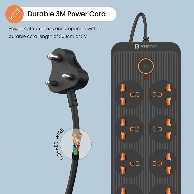 Portronics Power Plate 7 Power Converter with 8 Power Sockets - SWIFT PERIPHERALSPOR-1473
