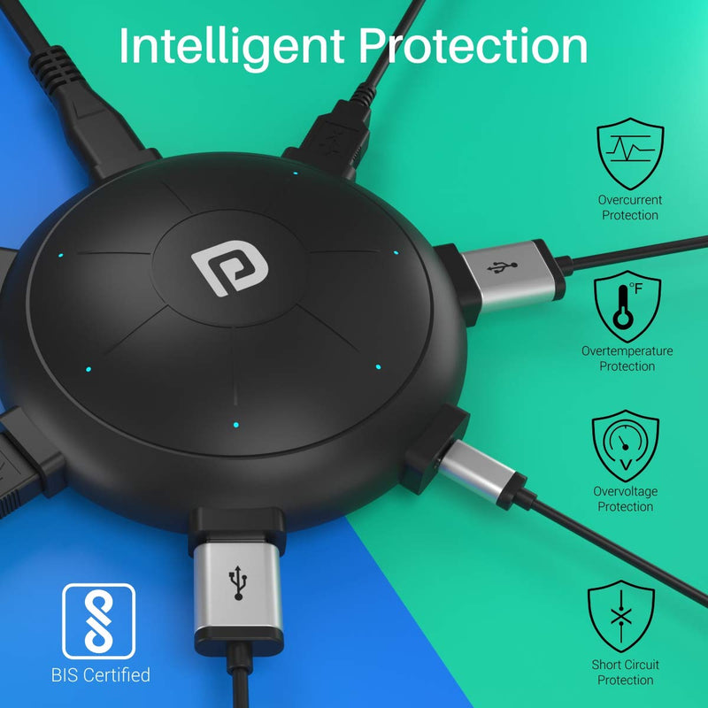 Portronics UFO Pro 60W Multi - Device Charging Station USB Hub with Six Ports and Fast charging - SWIFT PERIPHERALSPOR-1094