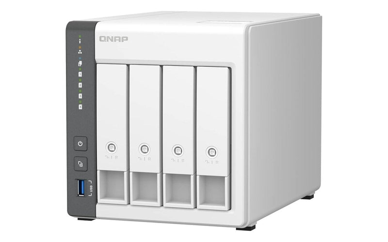 QNAP TS - 433 - 4G 4 BAY NAS WITH QUAD - CORE PROCESSOR, 4 GB DDR4 RAM AND 2.5GBE + GBE LAN NETWORK (DISKLESS) WHITE - SWIFT PERIPHERALS1085230