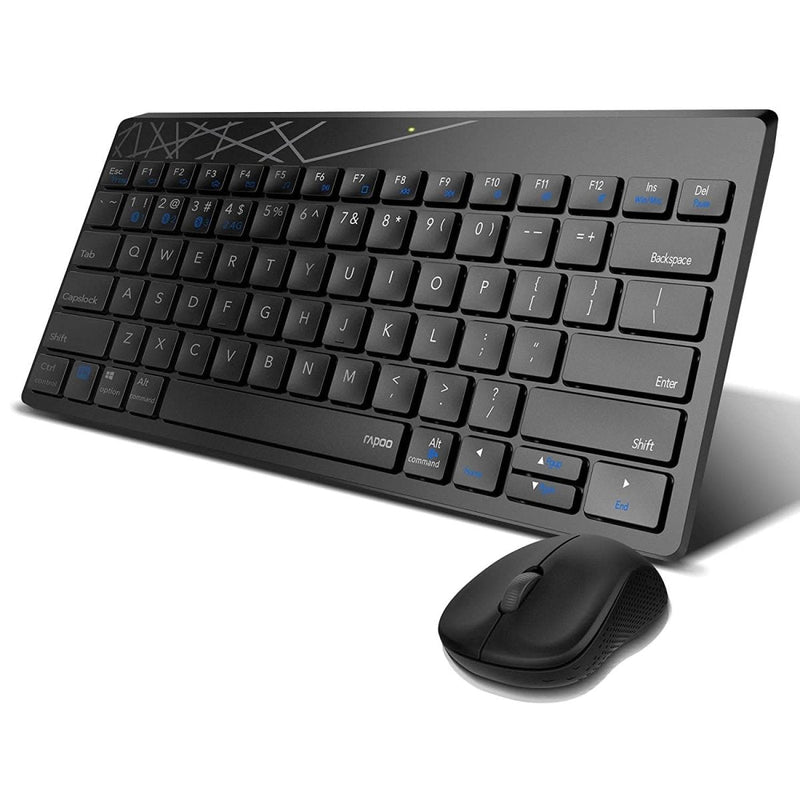 RAPOO 8000M MULTI - MODE KEYBOARD & MOUSE BLUETOOTH 3.0/4.0 WIRELESS 2.4 GHZ 1300 DPI COMBO - BLACK - SWIFT PERIPHERALS105378