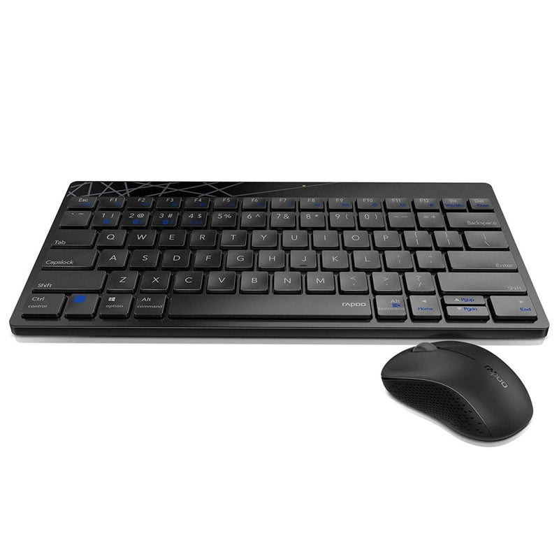 RAPOO 8000M MULTI - MODE KEYBOARD & MOUSE BLUETOOTH 3.0/4.0 WIRELESS 2.4 GHZ 1300 DPI COMBO - BLACK - SWIFT PERIPHERALS105378