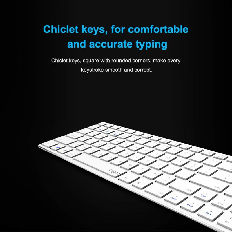 RAPOO 9300M SILENT MULTI - MODE WIRELESS KEYBOARD AND MOUSE COMBO WHITE/BLACK - SWIFT PERIPHERALS105154