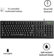 RAPOO NK1800 SPILL RESISTANCE WIRED USB KEYBOARD - SWIFT PERIPHERALS104707