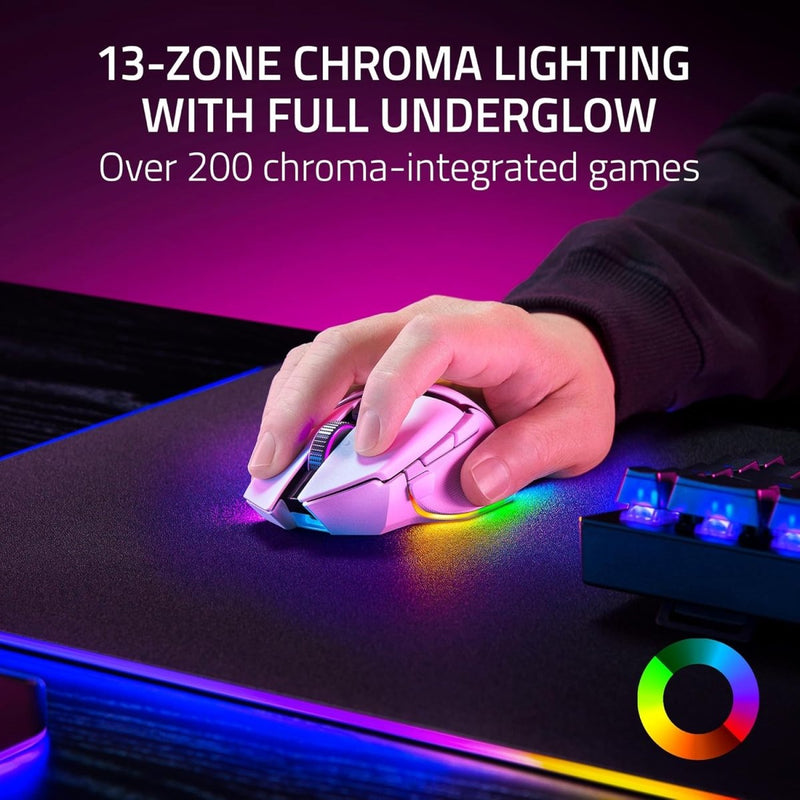 RAZER BASILISK V3 PRO WHITE EDITION - ERGONOMIC WIRELESS GAMING MOUSE RZ01 - 04620200 - R3A1 - SWIFT PERIPHERALS1092609