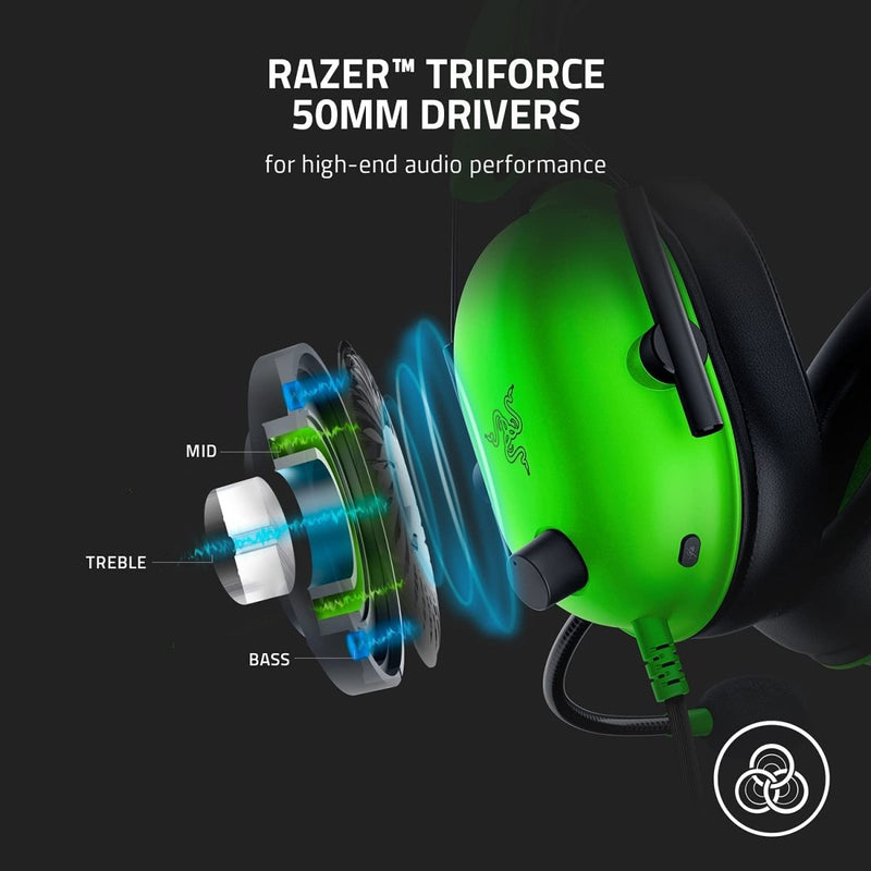 RAZER BLACKSHARK V2 X - WIRED GAMING HEADSET - GREEN RZ04 - 03240600 - R3M1 - SWIFT PERIPHERALS1092590