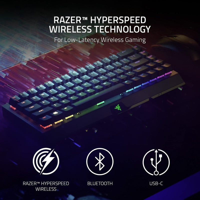 RAZER BLACKWIDOW V3 MINI HYPERSPEED - 65% WIRELESS MECHANICAL GAMING KEYBOARD (GREEN SWITCH) RZ03 - 03891400 - R3M1 - SWIFT PERIPHERALS1082770