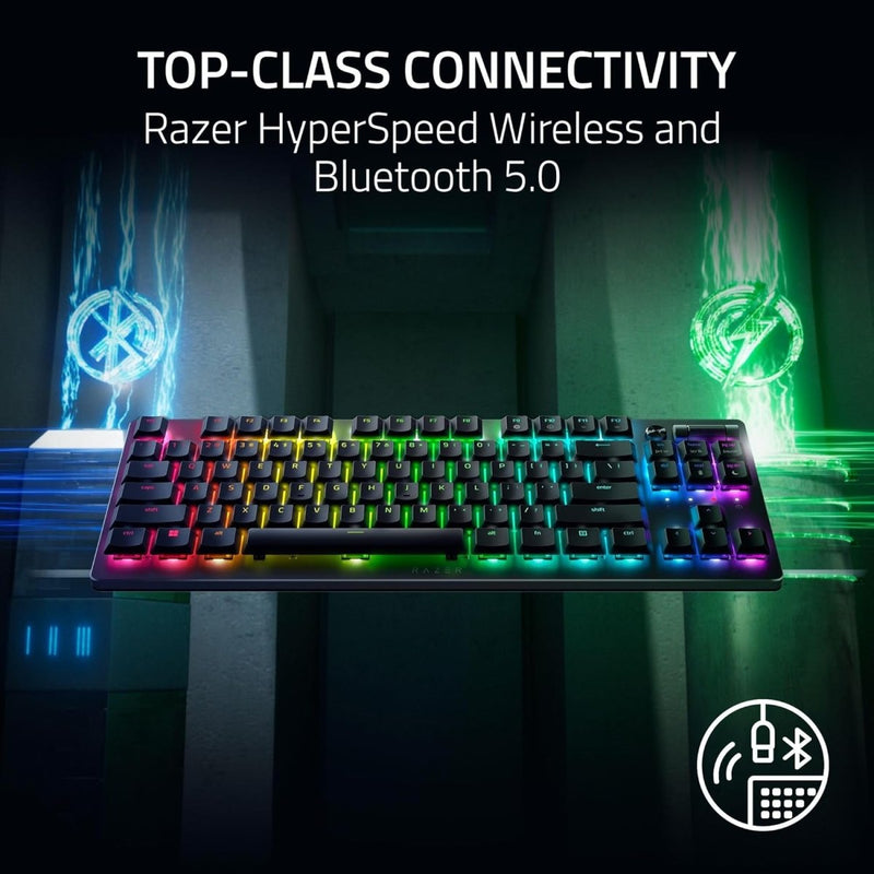 RAZER DEATHSTALKER V2 PRO TENKEYLESS - WIRELESS LOW PROFILE OPTICAL GAMING KEYBOARD (LINEAR RED SWITCH) RZ03 - 04370100 - R3M1 - SWIFT PERIPHERALS1094225