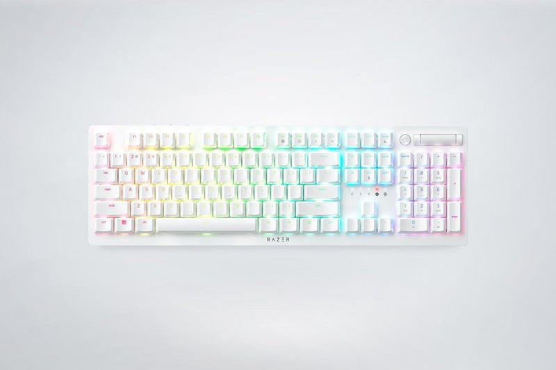 RAZER DEATHSTALKER V2 PRO - WIRELESS LOW PROFILE OPTICAL GAMING KEYBOARD (CLICKY PURPLE SWITCH) - WHITE RZ03 - 04363500 - R3M1 - SWIFT PERIPHERALS1094224