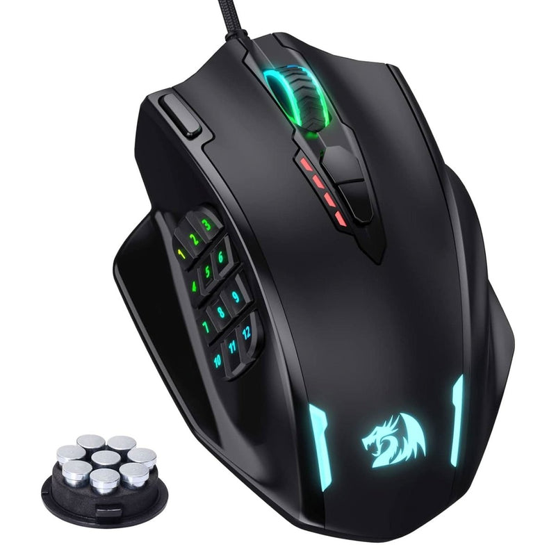 REDRAGON IMPACT M908 RGB LED MMO USB WIRED GAMING MOUSE (BLACK) - SWIFT PERIPHERALS1091538