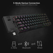REDRAGON K530 PRO BLACK (WIRED/WIRELESS/BT) RED SWITCH BLACK - SWIFT PERIPHERALS1090046