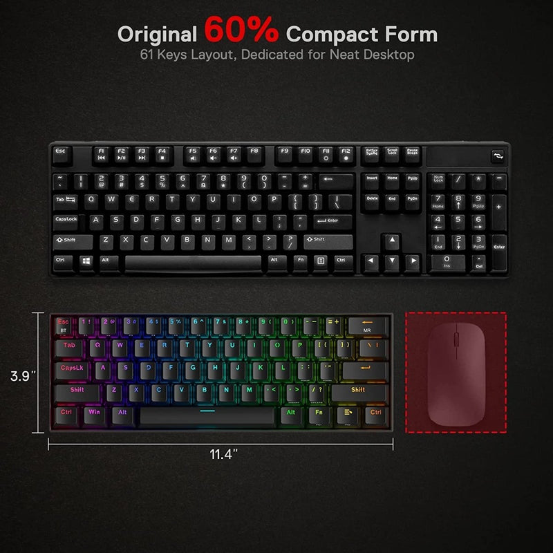 REDRAGON K530 PRO BLACK (WIRED/WIRELESS/BT) RED SWITCH BLACK - SWIFT PERIPHERALS1090046
