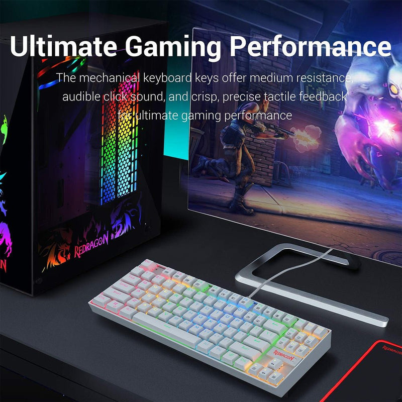REDRAGON K552 - RGB KUMARA USB RGB GAMING KEYBOARD WHITE - SWIFT PERIPHERALS1090051