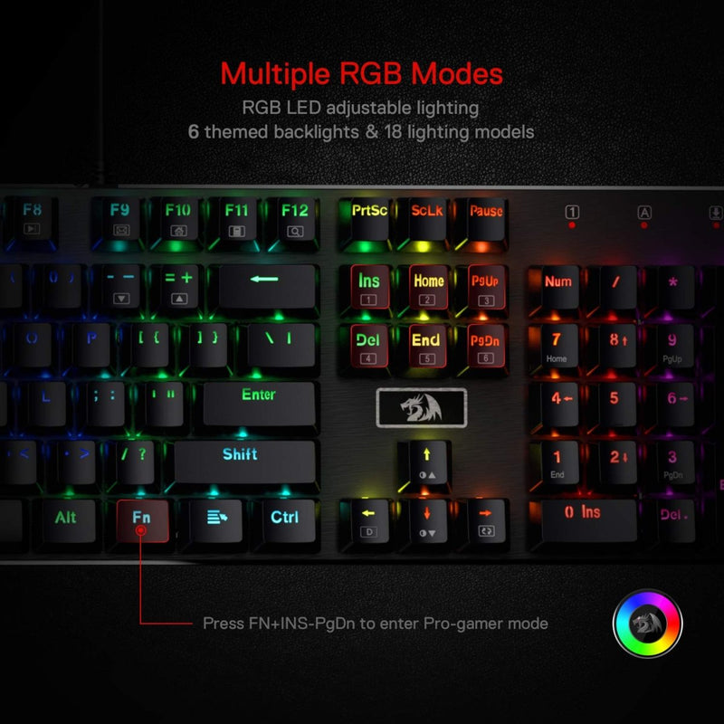 REDRAGON K556 RGB DEVARAJAS MECHANICAL (BROWN SWITCH) KEYBOARD BLACK - SWIFT PERIPHERALS1090053