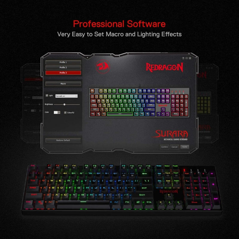 REDRAGON K582RGB SURARA USB GAMING RGB KEYBOARD BLACK - SWIFT PERIPHERALS1090056