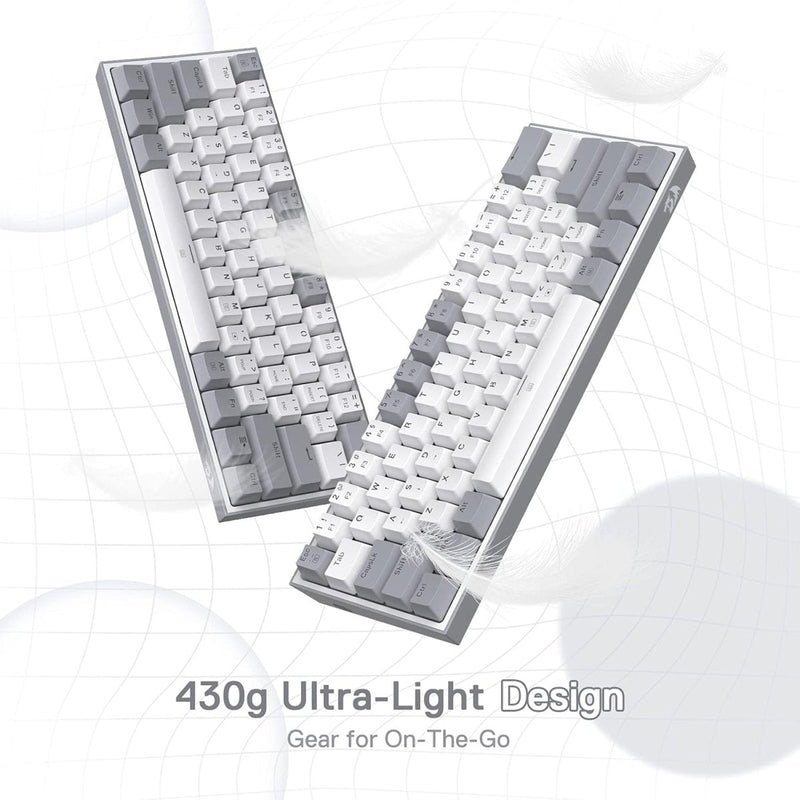 REDRAGON K617 FIZZ 60% WIRED RGB RED SWITCH GAMING KEYBOARD WHITE AND GREY - SWIFT PERIPHERALS1091833
