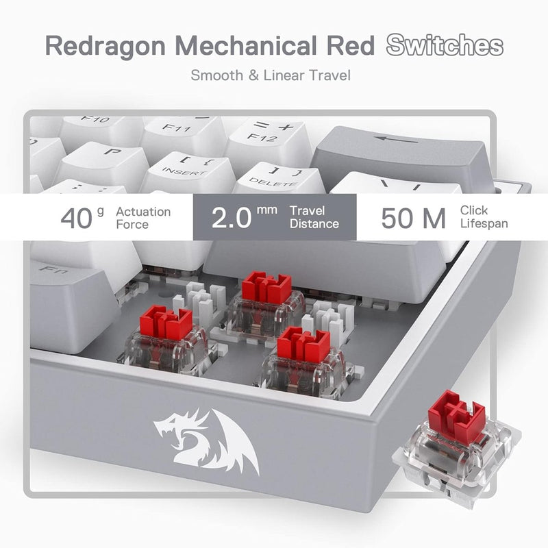 REDRAGON K617 FIZZ 60% WIRED RGB RED SWITCH GAMING KEYBOARD WHITE AND GREY - SWIFT PERIPHERALS1091833
