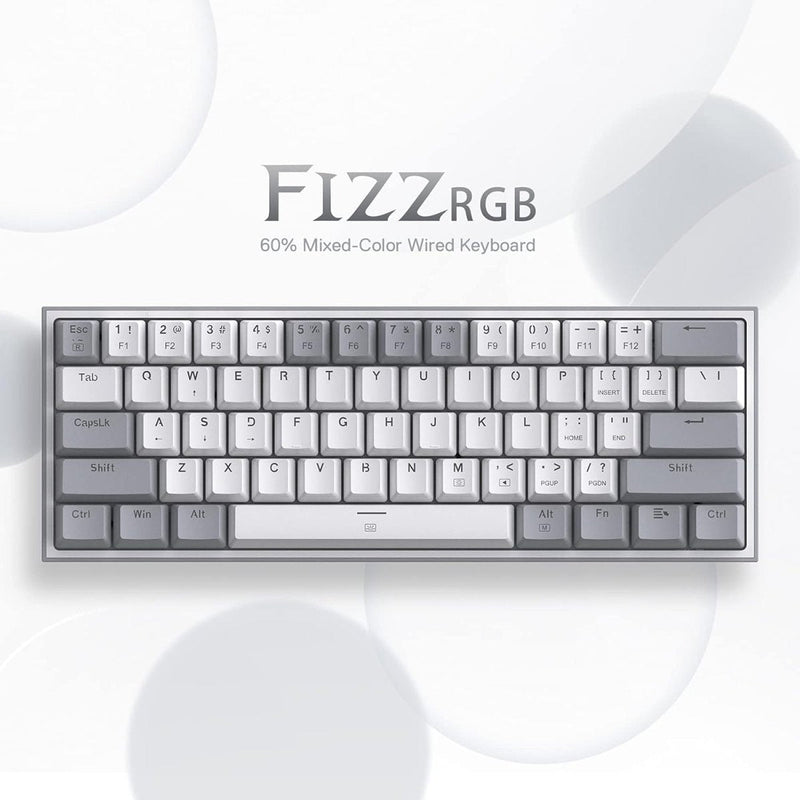 REDRAGON K617 FIZZ 60% WIRED RGB RED SWITCH GAMING KEYBOARD WHITE AND GREY - SWIFT PERIPHERALS1091833
