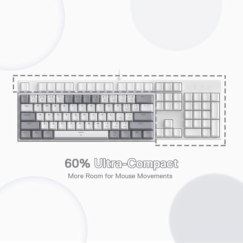 REDRAGON K617 FIZZ (WHITE/GREY) RGB RED SWITCH KEYBOARD - SWIFT PERIPHERALS1090058