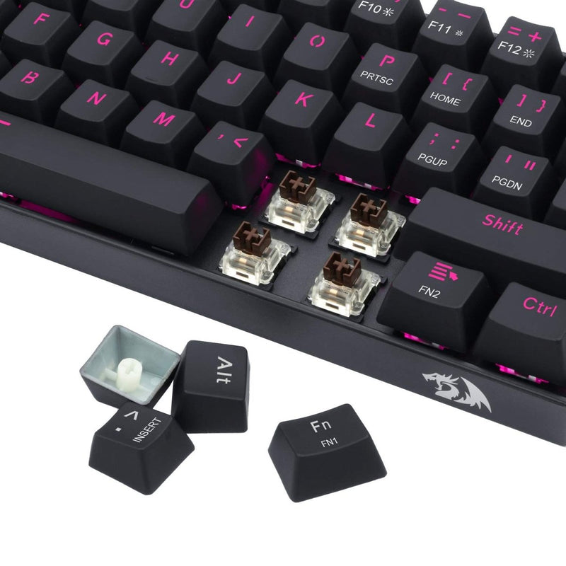 REDRAGON K630 PINK LED DRAGON BORN (BROWN SWITCH) KEYBOARD BLACK - SWIFT PERIPHERALS1090061