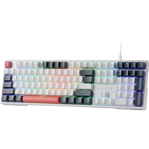 REDRAGON K668 RGB TRUNDLE WIRED (WHITE/BLACK/ORANGE SWITCH) USB MECHANICAL KEYBOARD - SWIFT PERIPHERALS1090063