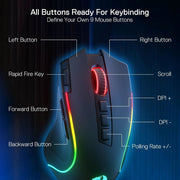 REDRAGON M612 PRO RGB GAMING MOUSE - BLACK - SWIFT PERIPHERALS1091534
