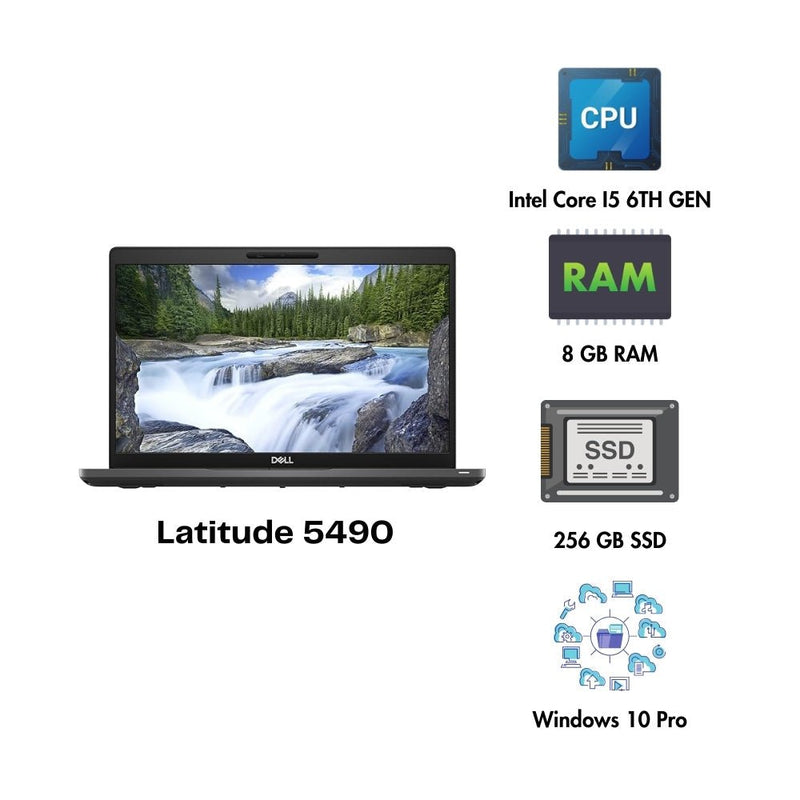 (Refurbished) Dell Latitude 5490 14" Laptop Intel Core i5 8th Gen 8GB RAM 256gb SSD Win 10 Pro - SWIFT PERIPHERALSLatitude 5490