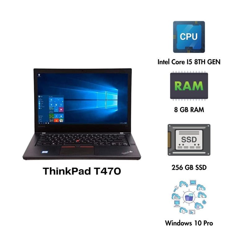 (Refurbished) Lenovo ThinkPad T480 14" Laptop Intel Core i5 8th Gen 8GB RAM 256GB SSD Win 10 Pro - SWIFT PERIPHERALSThinkPad T480