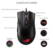 [RePacked] ASUS ROG Gladius II Core RGB Wired Optical Gaming Mouse with 6200 DPI - SWIFT PERIPHERALS90MP01D0-B0UA00-RF
