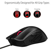 [RePacked] ASUS ROG Gladius II Core RGB Wired Optical Gaming Mouse with 6200 DPI - SWIFT PERIPHERALS90MP01D0-B0UA00-RF