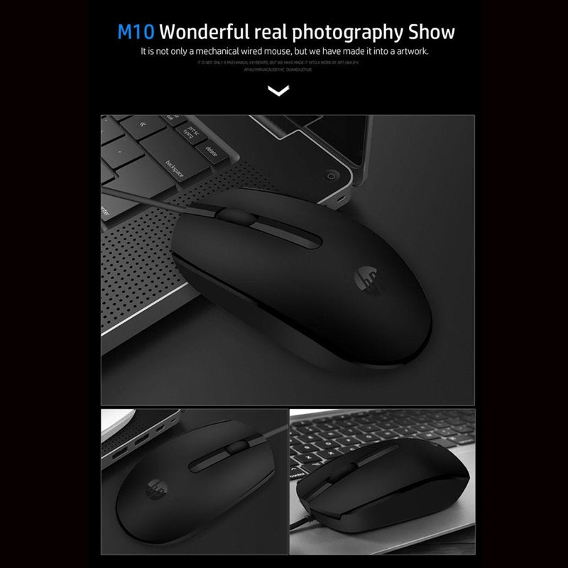 [RePacked] HP M10 Wired USB Optical Ergonomic Mouse with 3 Buttons and 1000DPI - SWIFT PERIPHERALS7YA10PA-RF