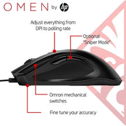 [RePacked] HP OMEN 400 Gaming Mouse with 6 Customizable Buttons 5000DPI & 10M clicks Durability - SWIFT PERIPHERALS3ML38AA-RF